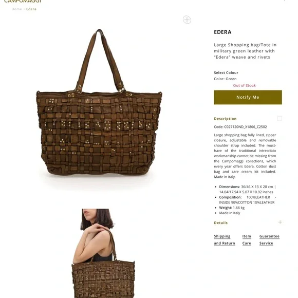 Campomaggi studded Edera bag - Picture 8 of 8